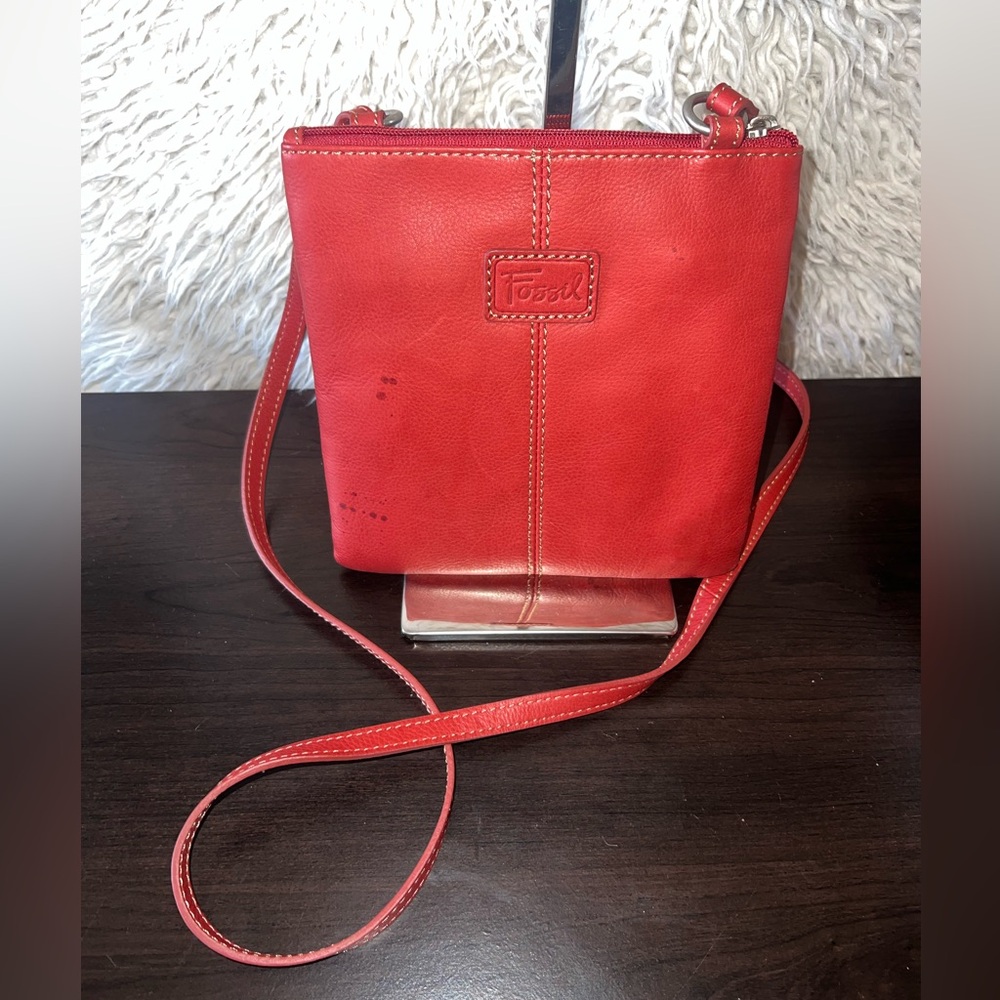 Fossil Bright Red Crossbody Bag
